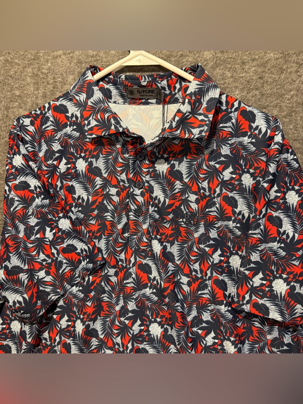 G/Fore Polo Golf Shirt Mens XL Floral Blue Red Performance Printed Stretch NWT